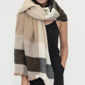 Zara Jacquard Blanket Scarf Neutral Stripe